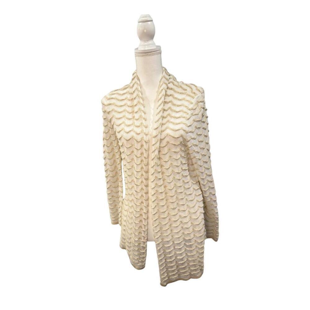 New Lafayette 148 New York Textured Open-Knit Cardigan, Large